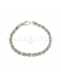 White gold plated square Byzantine link bracelet in 925 silver