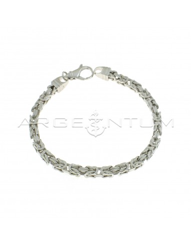 White gold plated square Byzantine link bracelet in 925 silver