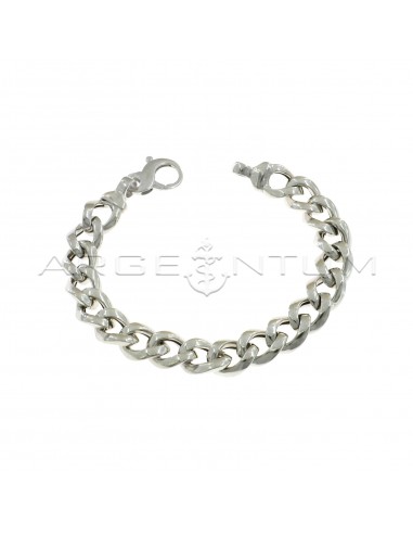 White gold plated triangular section curb mesh bracelet in 925 silver