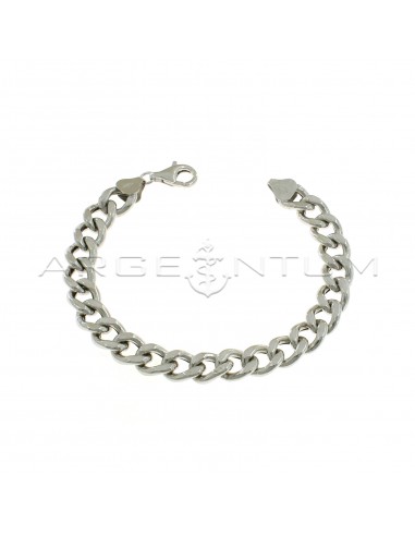 White gold plated hollow curb mesh bracelet in 925 silver