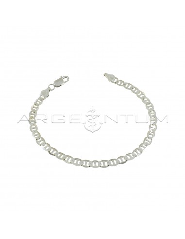 White gold plated flat marine mesh bracelet in 925 silver