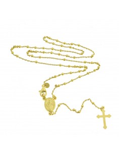 Yellow gold plated Y rosary necklace with 2 mm smooth sphere in 925 silver (50 cm)