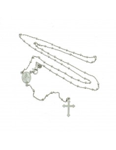 Collana rosario a Y placcata oro bianco con sfera liscia da 2 mm in argento 925 (45 cm)