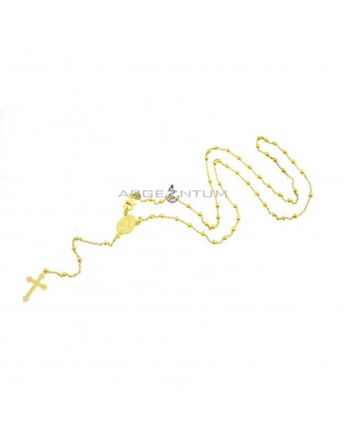 Yellow gold plated Y rosary necklace with 2.5 mm smooth sphere in 925 silver (45 cm)