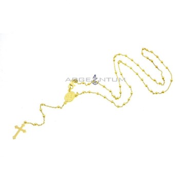 Collana rosario a Y placcata oro giallo con sfera liscia da 2,5 mm in argento 925 (50 cm)
