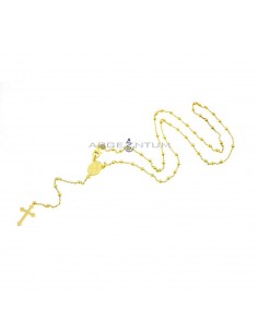 Yellow gold plated Y rosary necklace with smooth 2.5 mm sphere in 925 silver (60 cm)