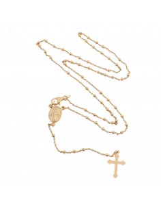 Collana rosario a Y placcata oro rosa con sfera liscia da 2,5 mm in argento 925 (45 cm)