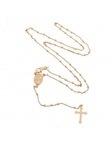 Rose gold plated Y rosary necklace with 2.5 mm smooth sphere in 925 silver (45 cm)