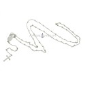 White gold plated Y rosary necklace with 2.5 mm smooth sphere in 925 silver (50 cm)