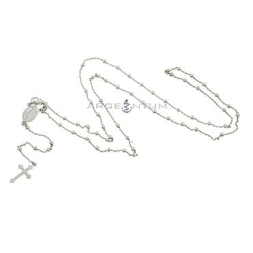 White gold plated Y rosary necklace with 2.5 mm smooth sphere in 925 silver (60 cm)