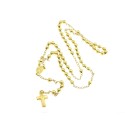 Yellow gold plated Y rosary necklace with 6 mm smooth sphere in 925 silver (62.5 cm)