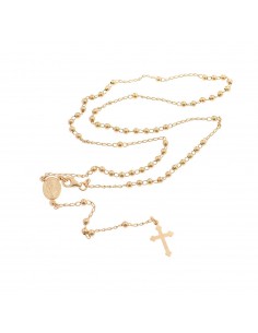 Rose gold plated Y rosary necklace with 3 mm smooth sphere in 925 silver (45 cm)