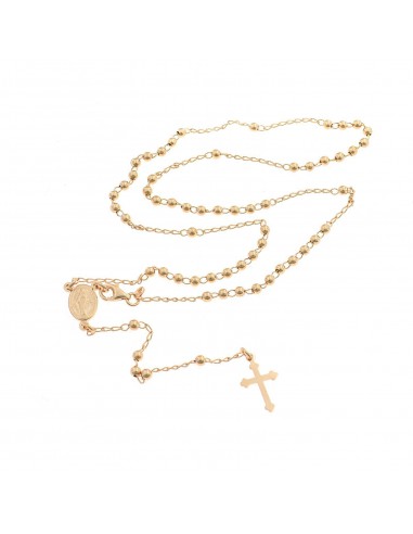 Rose gold plated Y rosary necklace with 3 mm smooth sphere in 925 silver (50 cm)