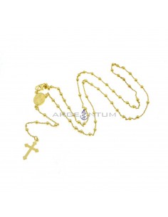 Collana rosario a Y placcata oro giallo con sfera liscia da 3 mm in argento 925 (45 cm)