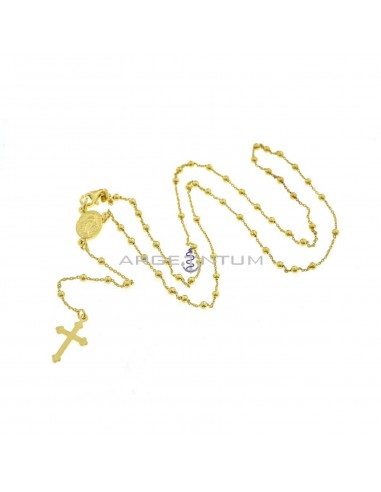 Yellow gold plated Y rosary necklace with 3 mm smooth sphere in 925 silver (45 cm)