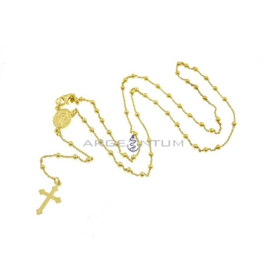 Yellow gold plated Y rosary necklace with 3 mm smooth sphere in 925 silver (60 cm)