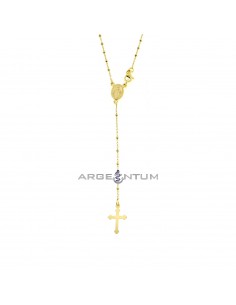 Collana rosario a Y placcata oro giallo con rondella liscia da 1,8 mm in argento 925 (50 cm)