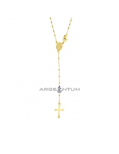 Yellow gold plated Y rosary necklace with 1.8 mm smooth washer in 925 silver (50 cm)