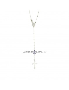 White Gold Plated Y Rosary Necklace with 1.8mm Smooth Washer in 925 Silver (50cm)
