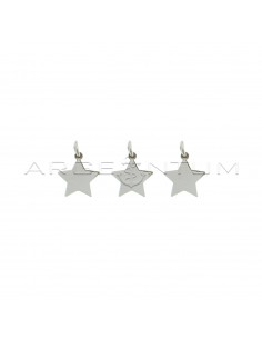 White gold plated 10 mm plate star pendants in 925 silver (3 pcs.)