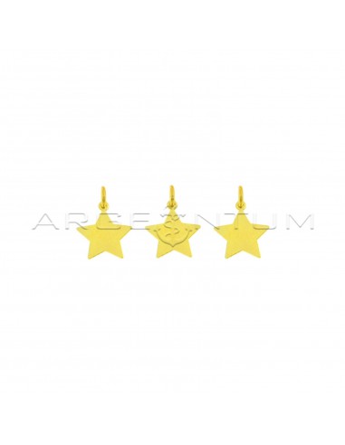 925 silver yellow gold plated 10 mm plate star pendants (3 pcs.)