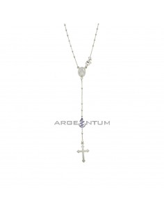 Collana rosario a Y placcato oro bianco con sfera faccettata da 2 mm in argento 925 (50 cm)
