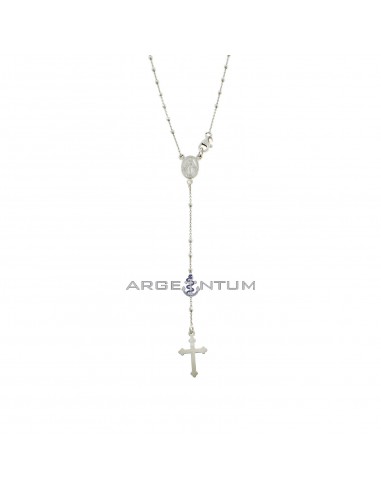 Collana rosario a Y placcato oro bianco con sfera faccettata da 2 mm in argento 925 (50 cm)