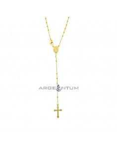 Yellow gold plated Y rosary necklace with 2.5 mm faceted sphere in 925 silver (50 cm)