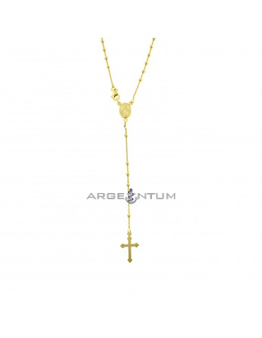 Yellow gold plated Y rosary necklace with 2.5 mm faceted sphere in 925 silver (50 cm)
