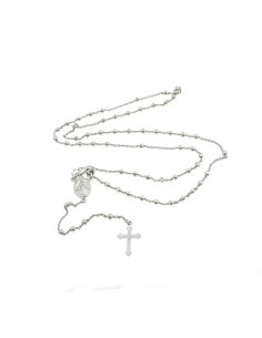 White gold plated Y rosary necklace with 2.5 mm faceted sphere in 925 silver (60 cm)