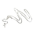 White gold plated Y rosary necklace with 3 mm faceted sphere in 925 silver (60 cm)