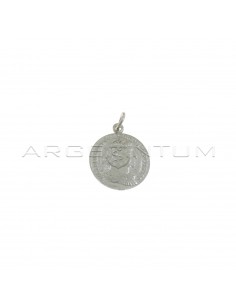 Ciondolo moneta da 16 mm accoppiato e inciso placcato oro bianco in argento 925