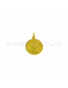 Ciondolo moneta da 16 mm accoppiato e inciso placcato oro giallo in argento 925