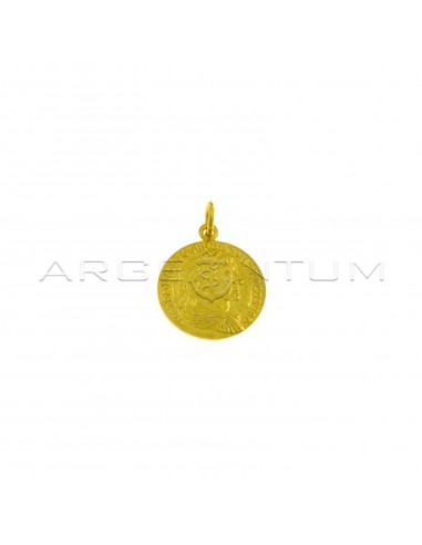 16 mm coin pendant paired and engraved yellow gold plated in 925 silver