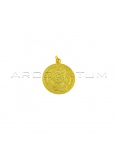 Ciondolo moneta da 24 mm accoppiato e inciso placcato oro giallo in argento 925