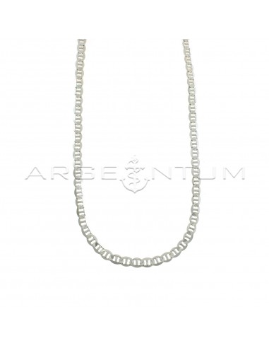 5.5 mm flat marine mesh necklace white gold plated in 925 silver