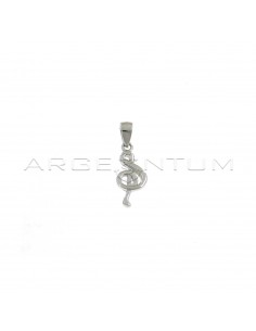 Treble clef pendant white gold plated in 925 silver
