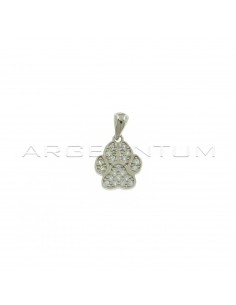 White gold plated white zircon paw pendant in 925 silver