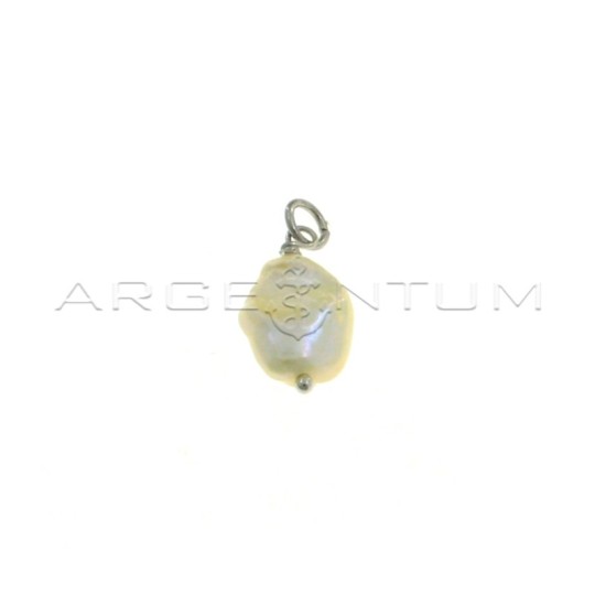 Ciondolo con perla barocca coltivata in acqua dolce placcato oro bianco in argento 925