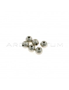Smooth spheres ø 8 mm with through hole white gold plated in 925 silver (6 pcs.)