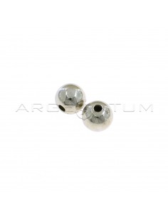 White gold plated smooth spheres ø 10 mm with through hole in 925 silver (2 pcs.)