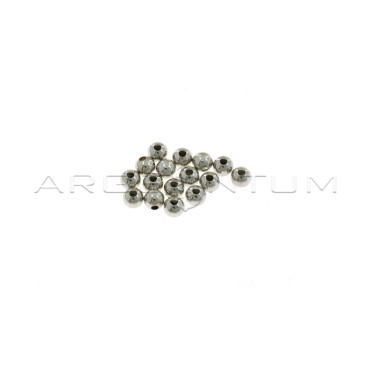 Smooth spheres ø 5 mm with through hole white gold plated in 925 silver (16 pcs.)