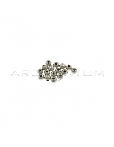 Smooth spheres ø 5 mm with through hole white gold plated in 925 silver (16 pcs.)
