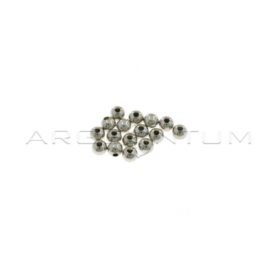 Sfere lisce da ø 5 mm con foro passante placcate oro bianco in argento 925 (16 pz.)