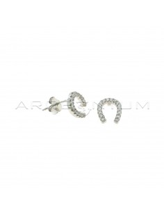 White gold plated white gold plated horseshoe lobe earrings in 925 silver