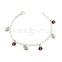 Giotto mesh bracelet with pendants coupled with enameled ladybugs alternating with smooth hearts in 925 silver