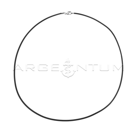 Laccio in caucciù con terminali e chiusura moschettone in argento 925 (45 cm)