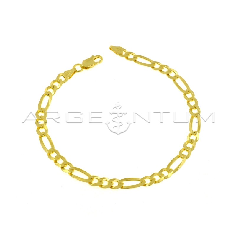 Bracciale maglia 3 1 da 5 mm placcato oro giallo in argento 925