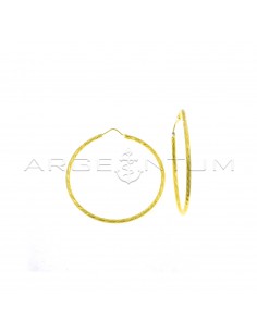 Transversal diamond hoop earrings ø 50 mm yellow gold plated in 925 silver