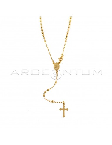 Collana rosario a Y placcata oro rosa con sfera faccettata da 3 mm in argento 925 (50 cm)
